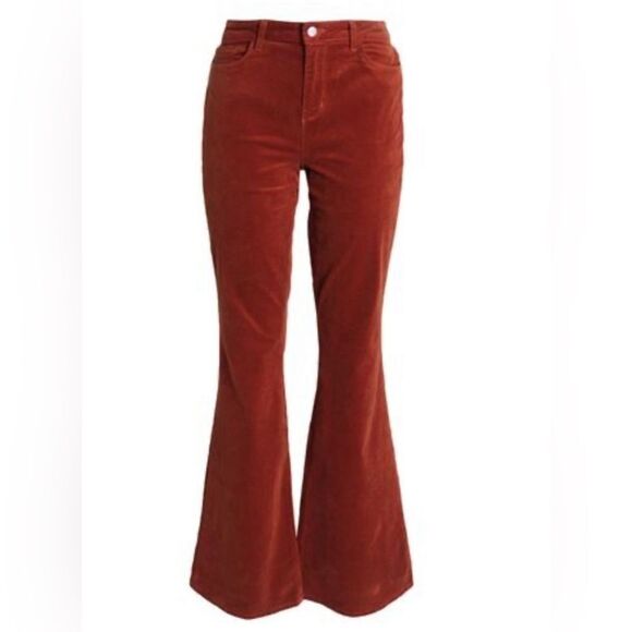 L’agence Bell high rise flare corduroy pant in rust brown. 29 - Picture 2 of 6